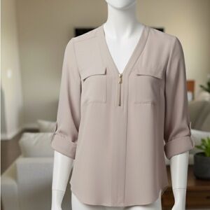 Express Light Pink Blouse with Zipper Detail